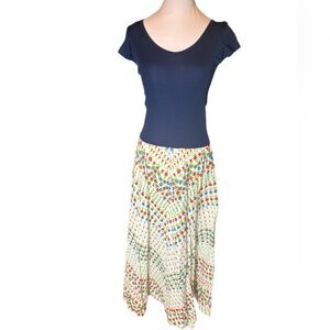 Iconic Vintage Vera Maxwell Speedsuit Maxi floral skirt stretchy bodice Med